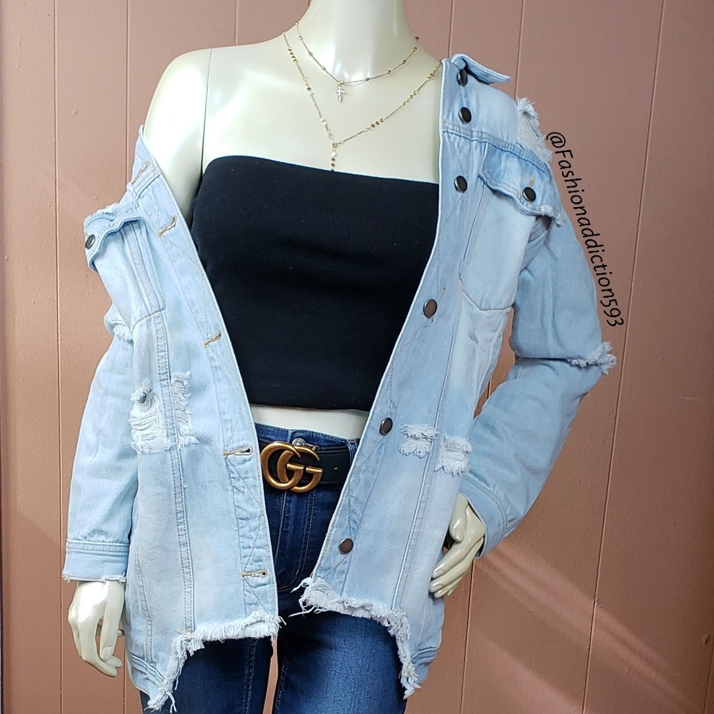 Oversized Denim Jacket with distressed style